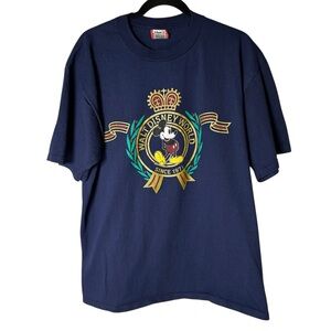 VINTAGE | 90s Walt Disney World Nautical Crest Tee - Navy - Sz XL‎
